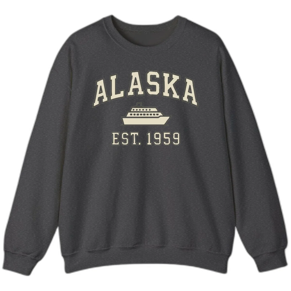 Alaska Cruise Est 1959 Vintage Ship Sweatshirt in Dark Heather