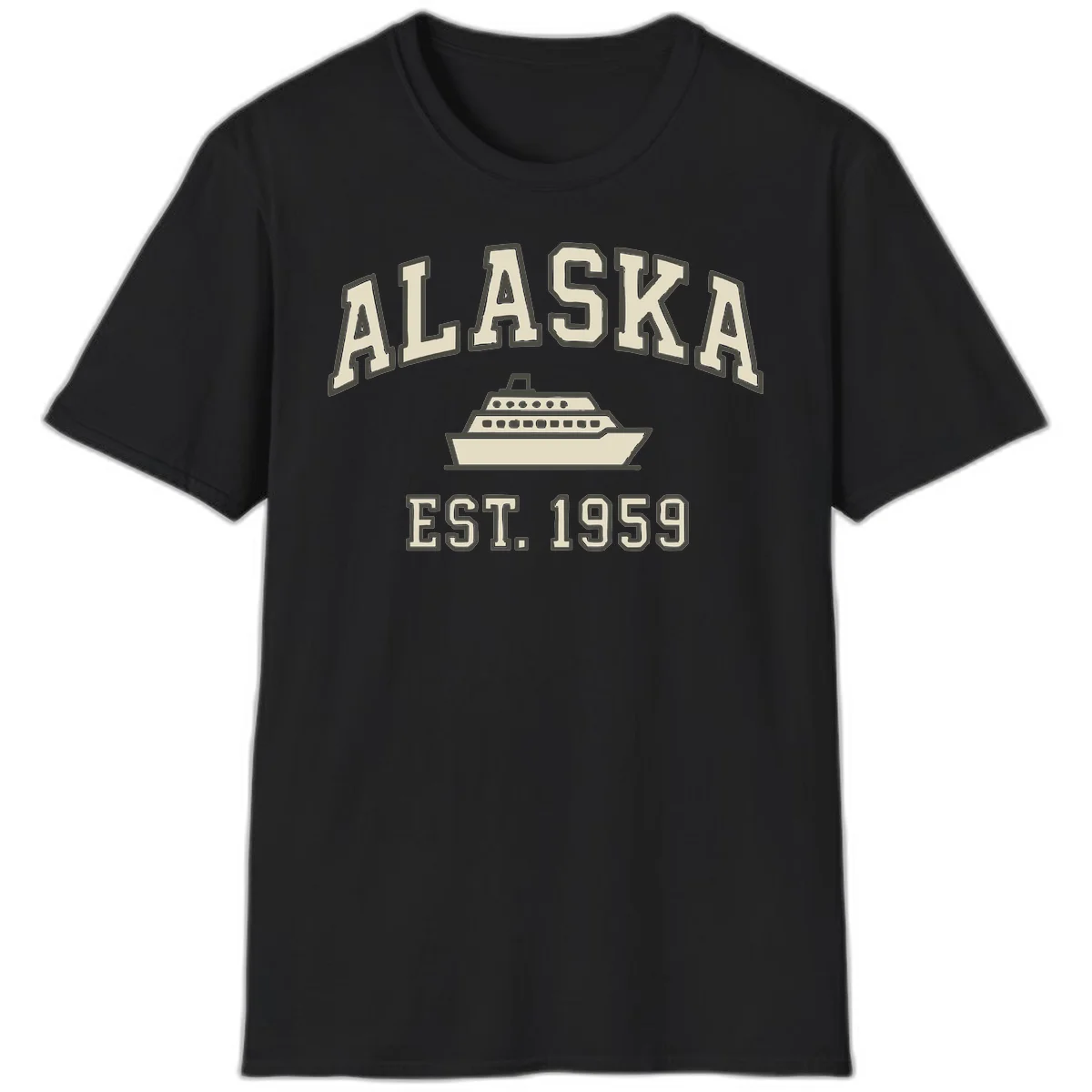 Alaska Cruise Est 1959 Vintage Ship T-Shirt in Black