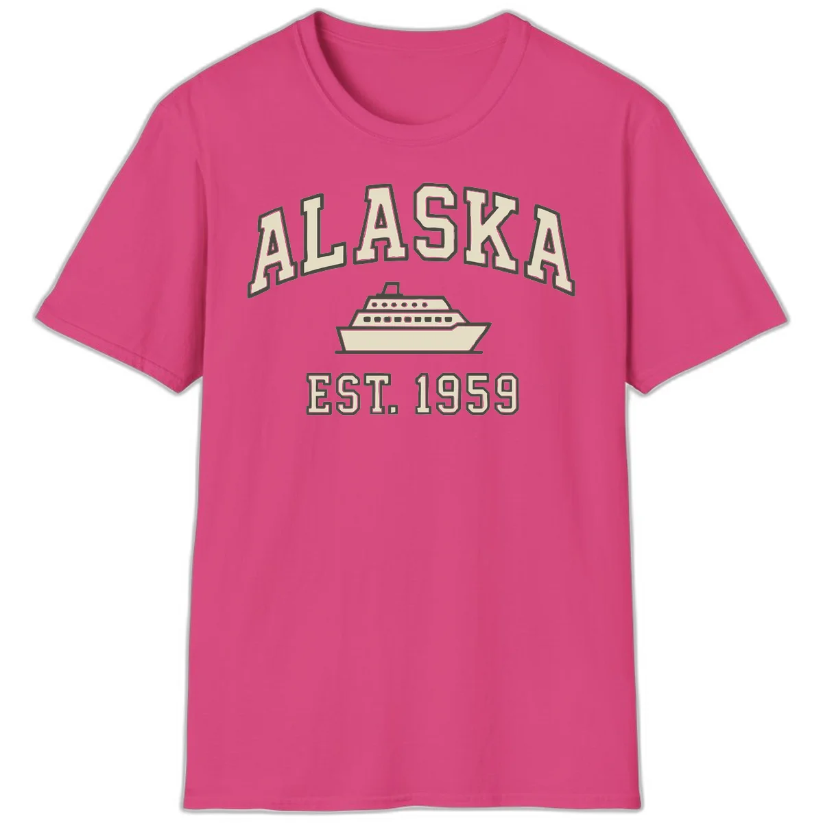 Alaska Cruise Est 1959 Vintage Ship T-Shirt in Heliconia