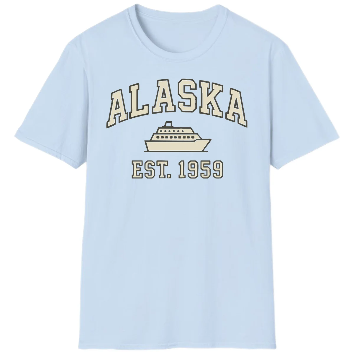 Alaska Cruise Est 1959 Vintage Ship T-Shirt in Light Blue