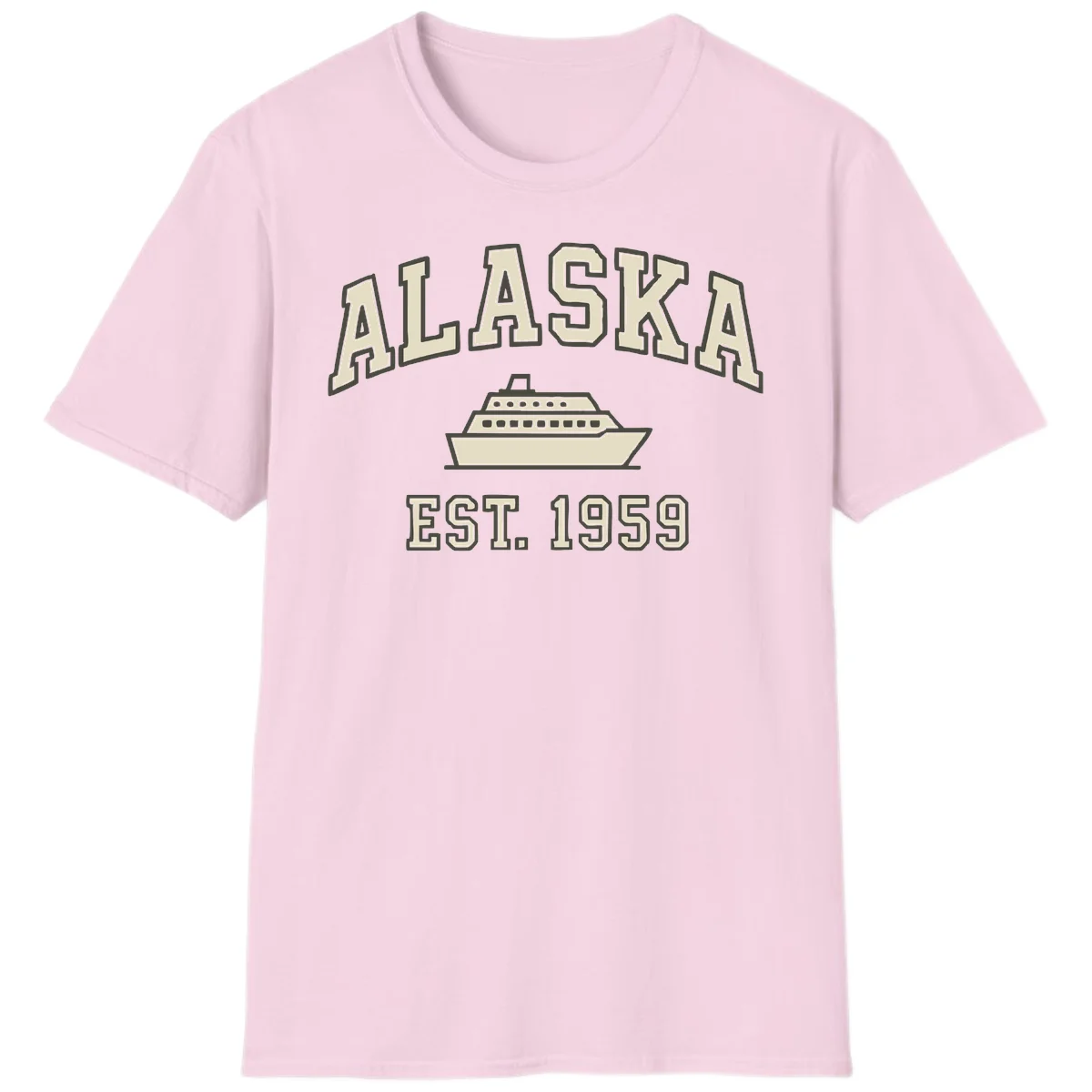 Alaska Cruise Est 1959 Vintage Ship T-Shirt in Light Pink