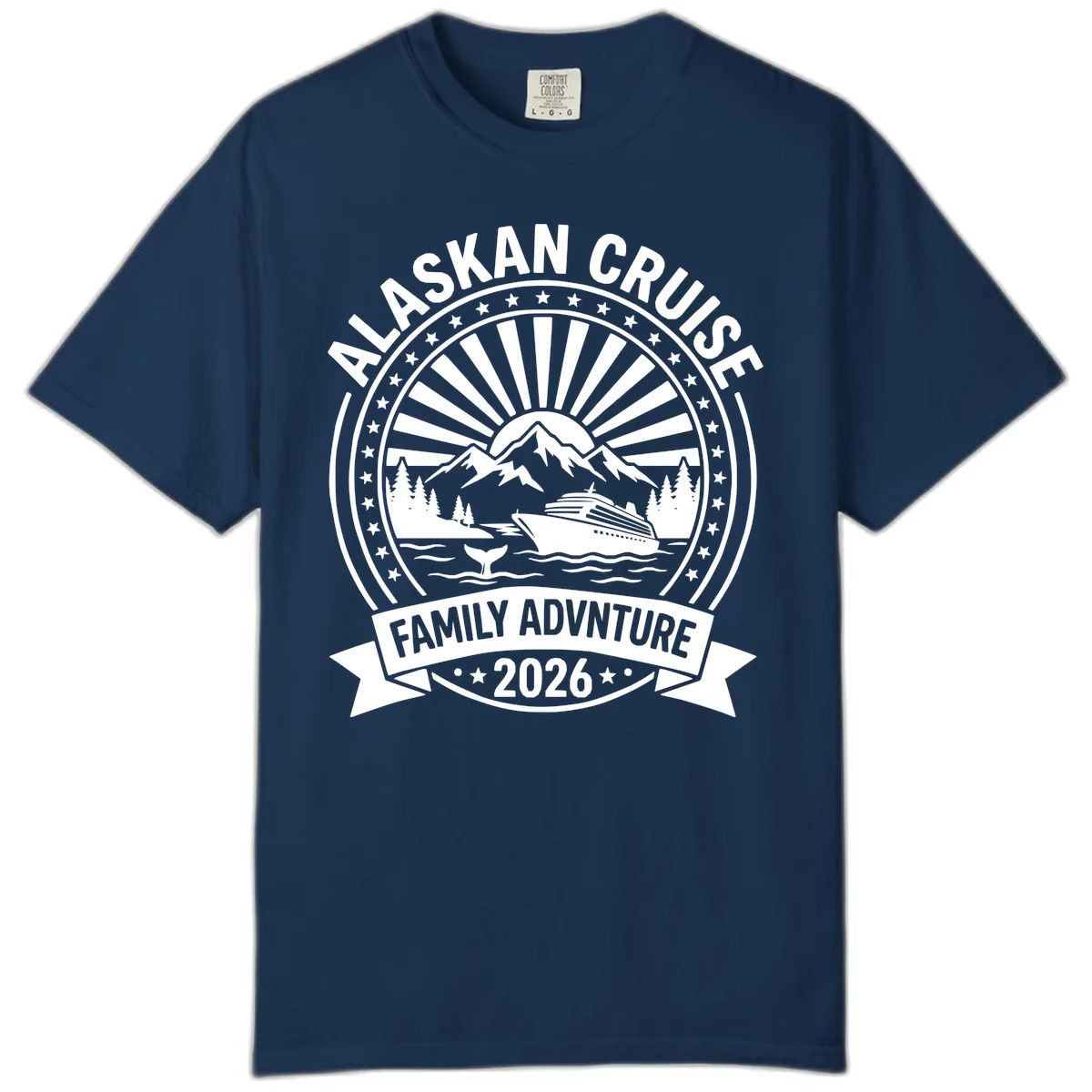 Alaska Cruise Family Adventure Badge Comfort Tee in Navy