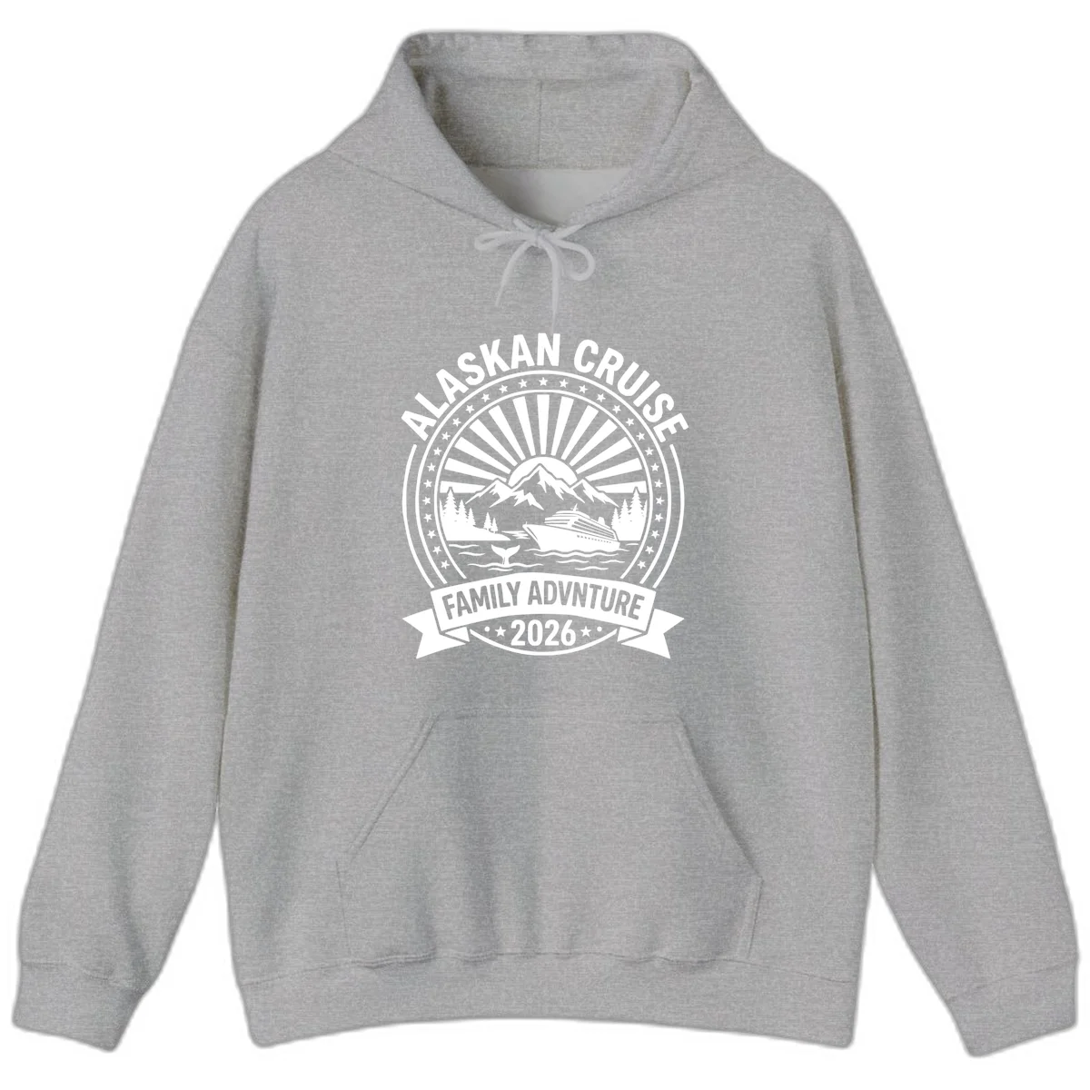 Alaska Cruise Family Adventure Badge Hoodie in Sport Grey