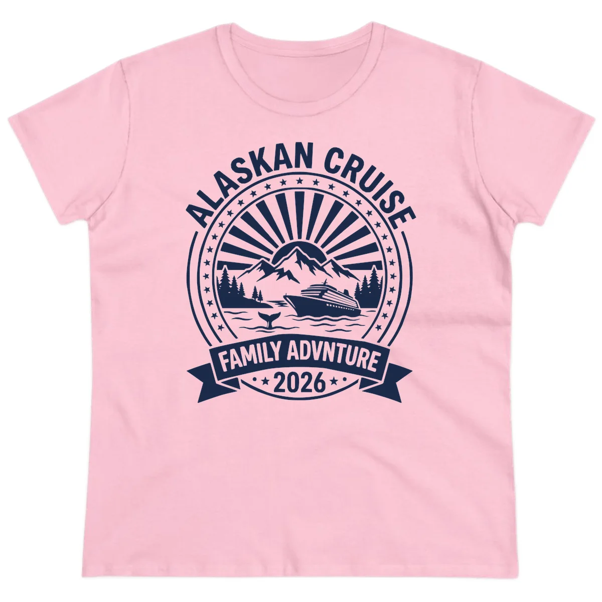 Alaska Cruise Family Adventure Badge Ladies Tee in Light Pink