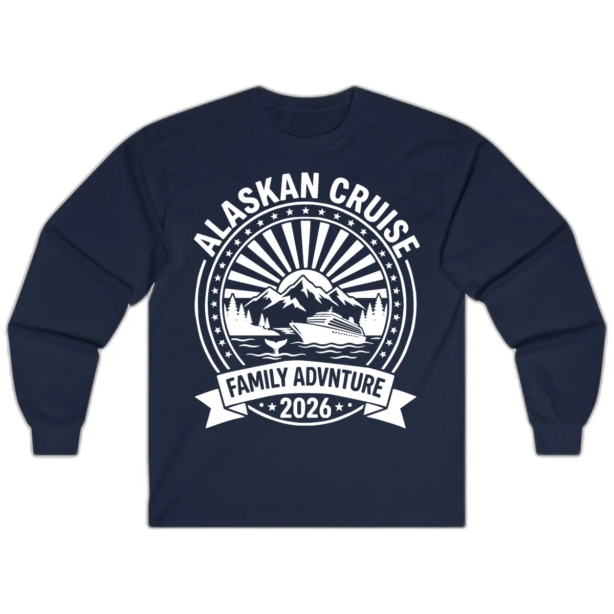 Alaska Cruise Family Adventure Badge Long Sleeve in Navy