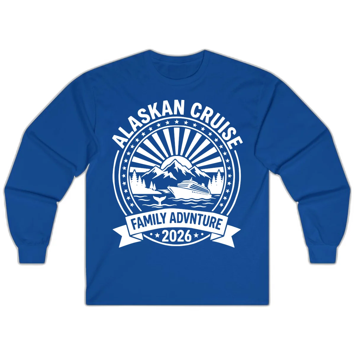 Alaska Cruise Family Adventure Badge Long Sleeve in Royal