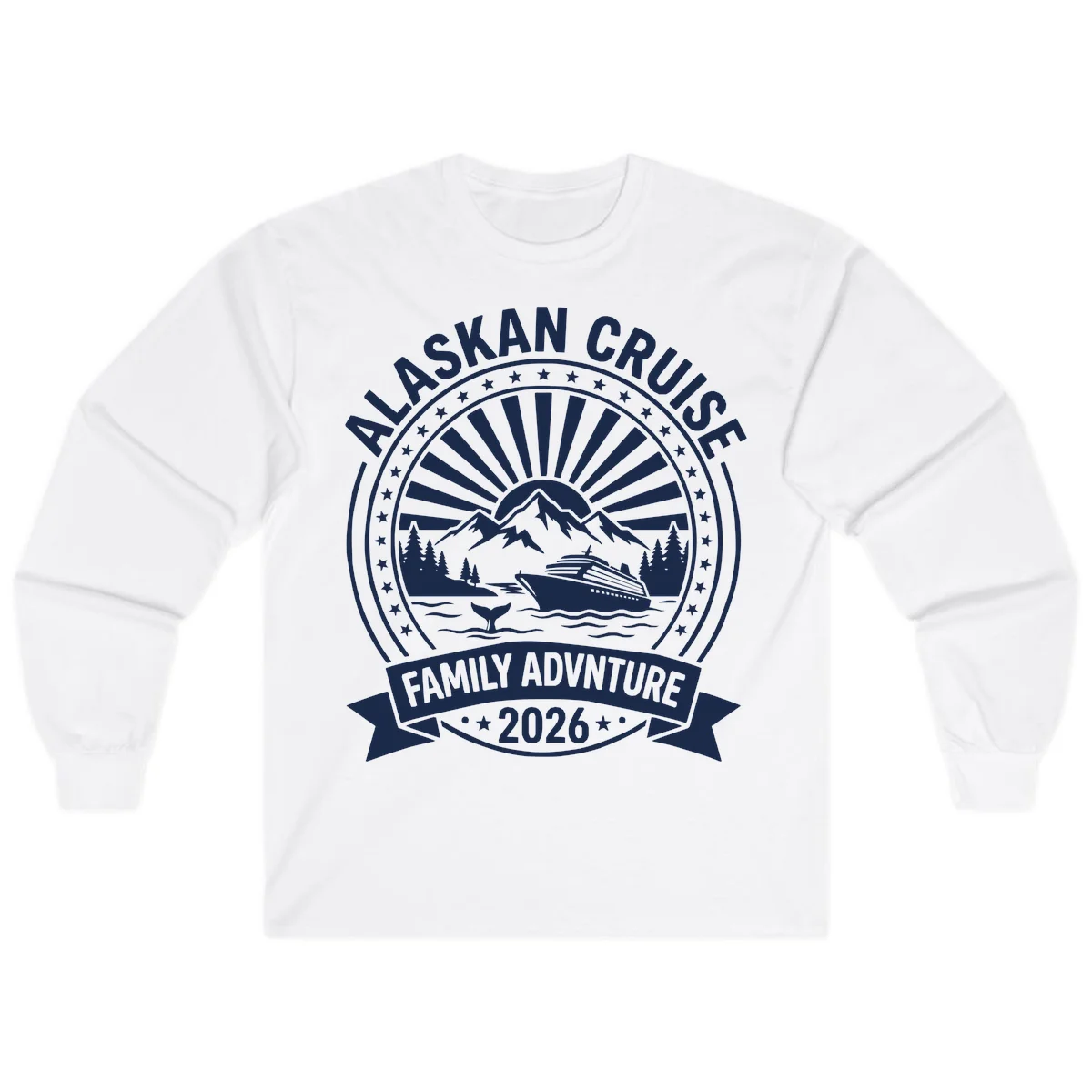 Alaska Cruise Family Adventure Badge Long Sleeve in White
