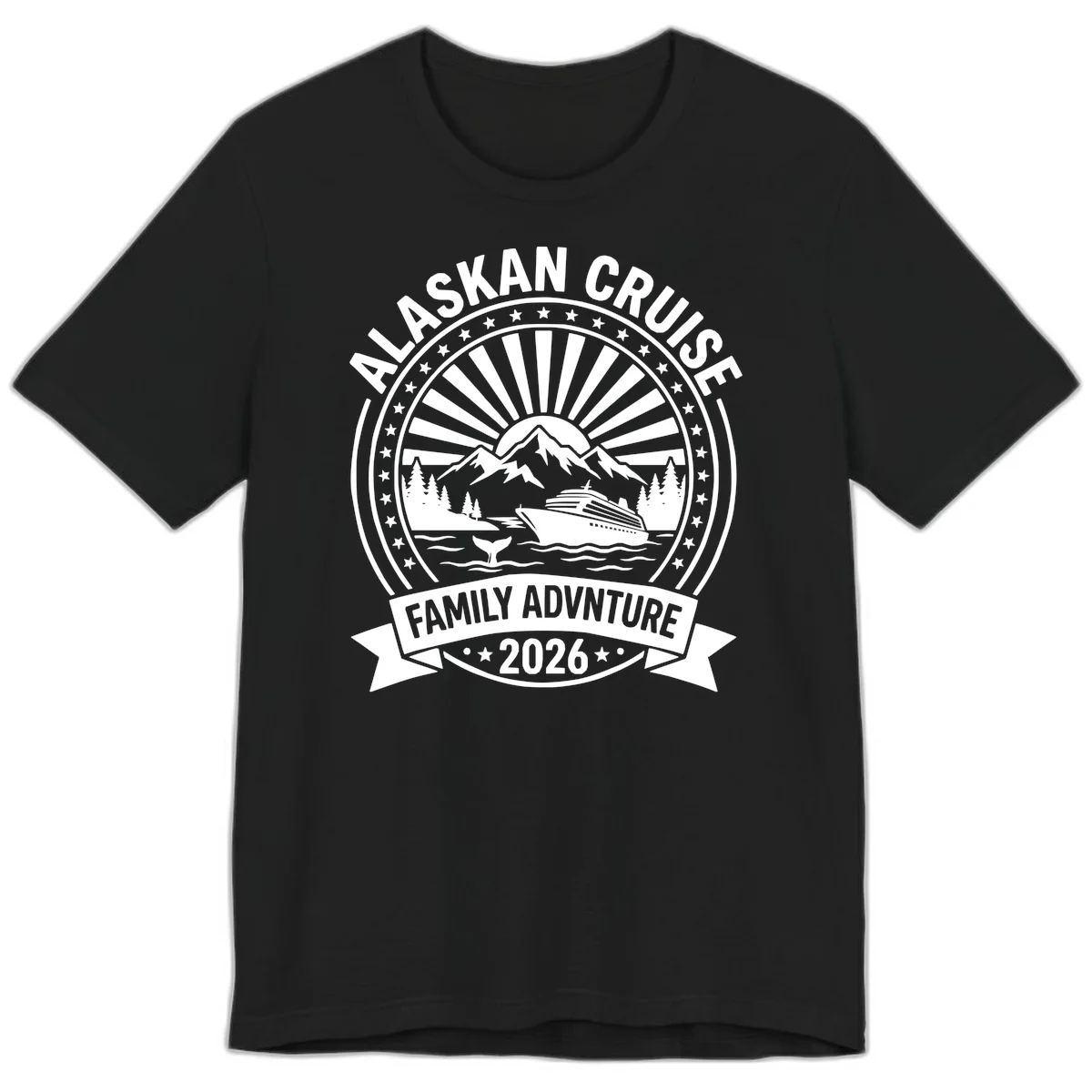 Alaska Cruise Family Adventure Badge Premium Tee in Black