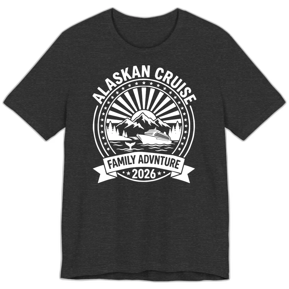 Alaska Cruise Family Adventure Badge Premium Tee in Dark Grey Heather