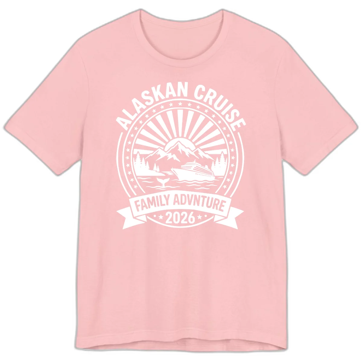 Alaska Cruise Family Adventure Badge Premium Tee in Pink