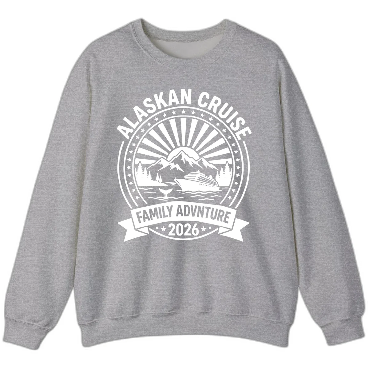 Alaska Cruise Family Adventure Badge Sweatshirt in Sport Grey