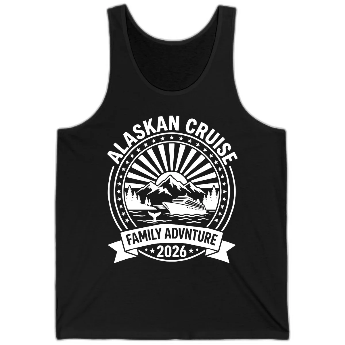 Alaska Cruise Family Adventure Badge Tank in Black