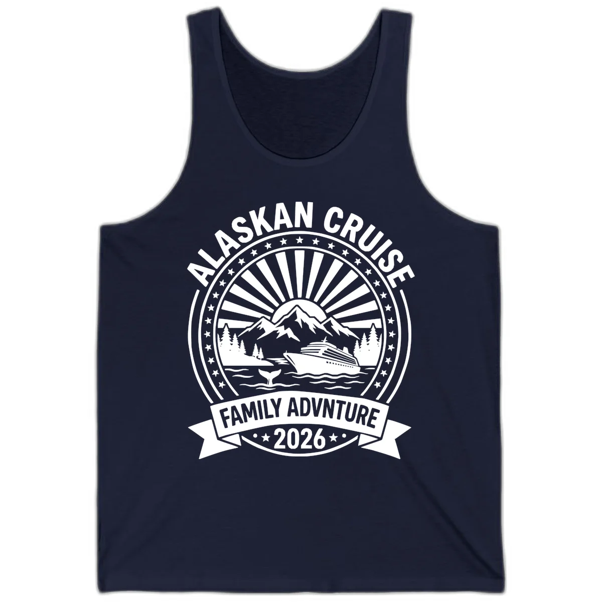 Alaska Cruise Family Adventure Badge Tank in Navy