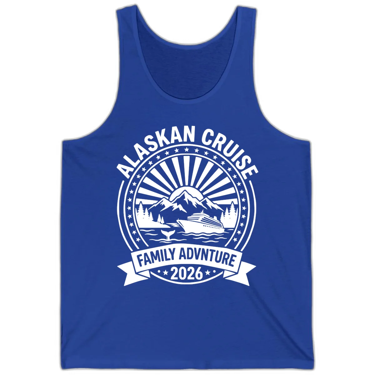 Alaska Cruise Family Adventure Badge Tank in True Royal