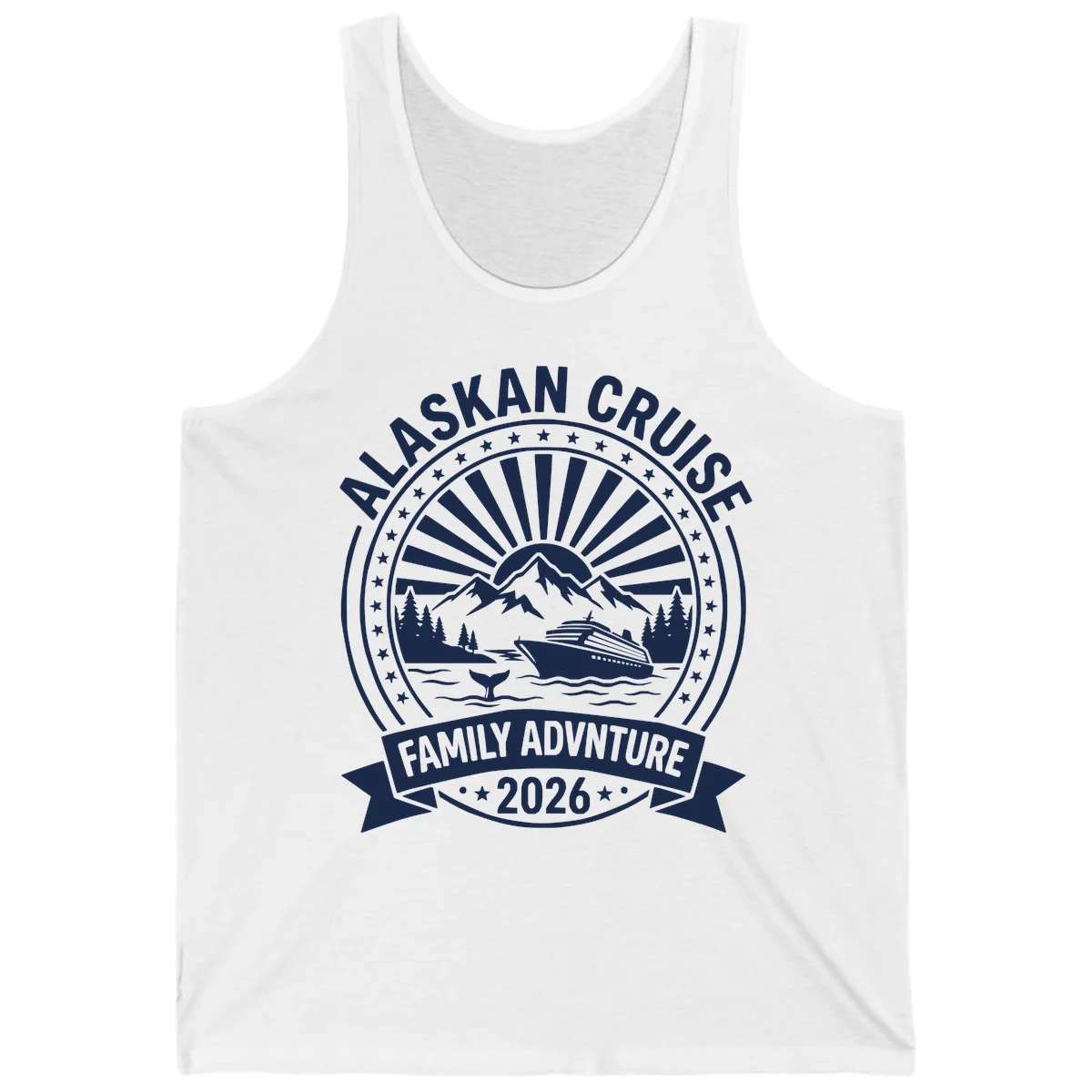Alaska Cruise Family Adventure Badge Tank in White
