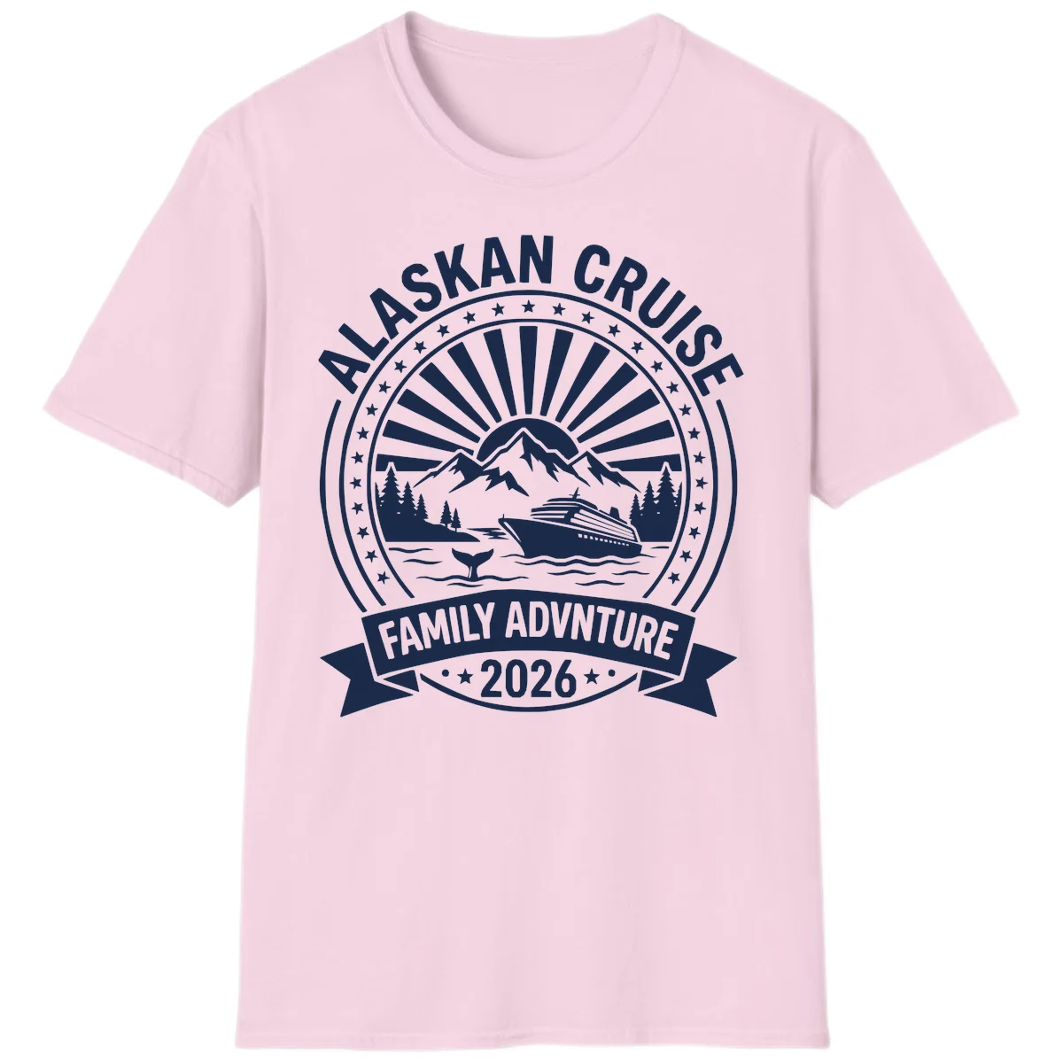 Alaska Cruise Family Adventure Badge T-Shirt in Light Pink