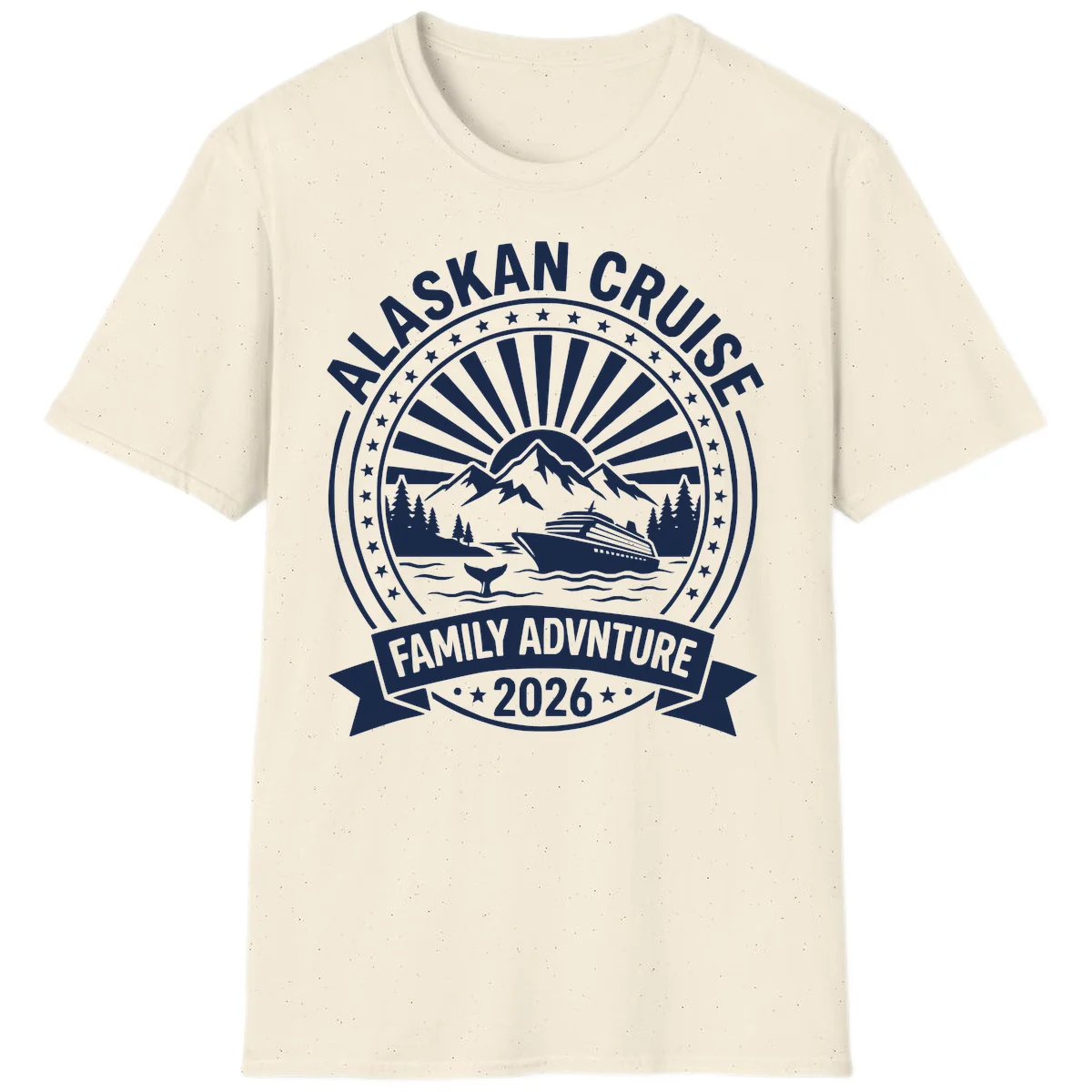 Alaska Cruise Family Adventure Badge T-Shirt in Natural