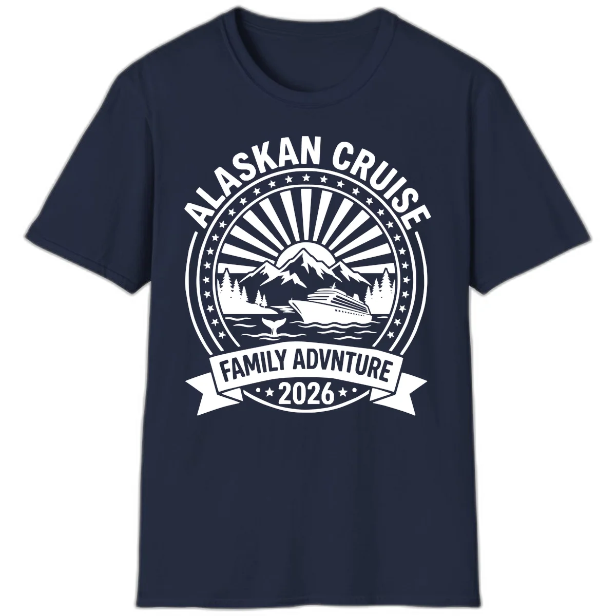 Alaska Cruise Family Adventure Badge T-Shirt in Navy