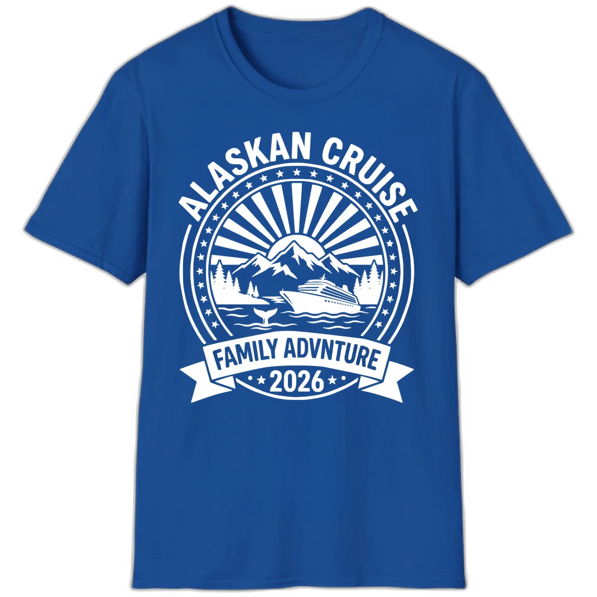Alaska Cruise Family Adventure Badge T-Shirt in Royal