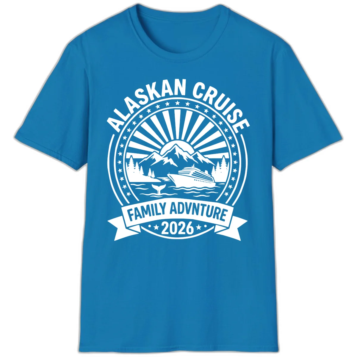 Alaska Cruise Family Adventure Badge T-Shirt in Sapphire
