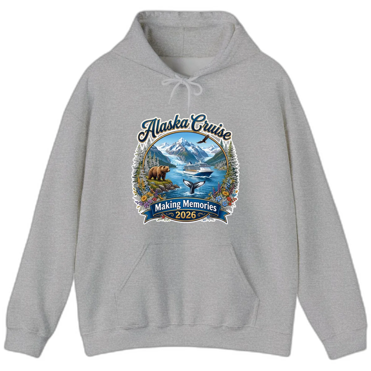 Alaska Cruise Making Memories 2026 Hoodie in Sport Grey