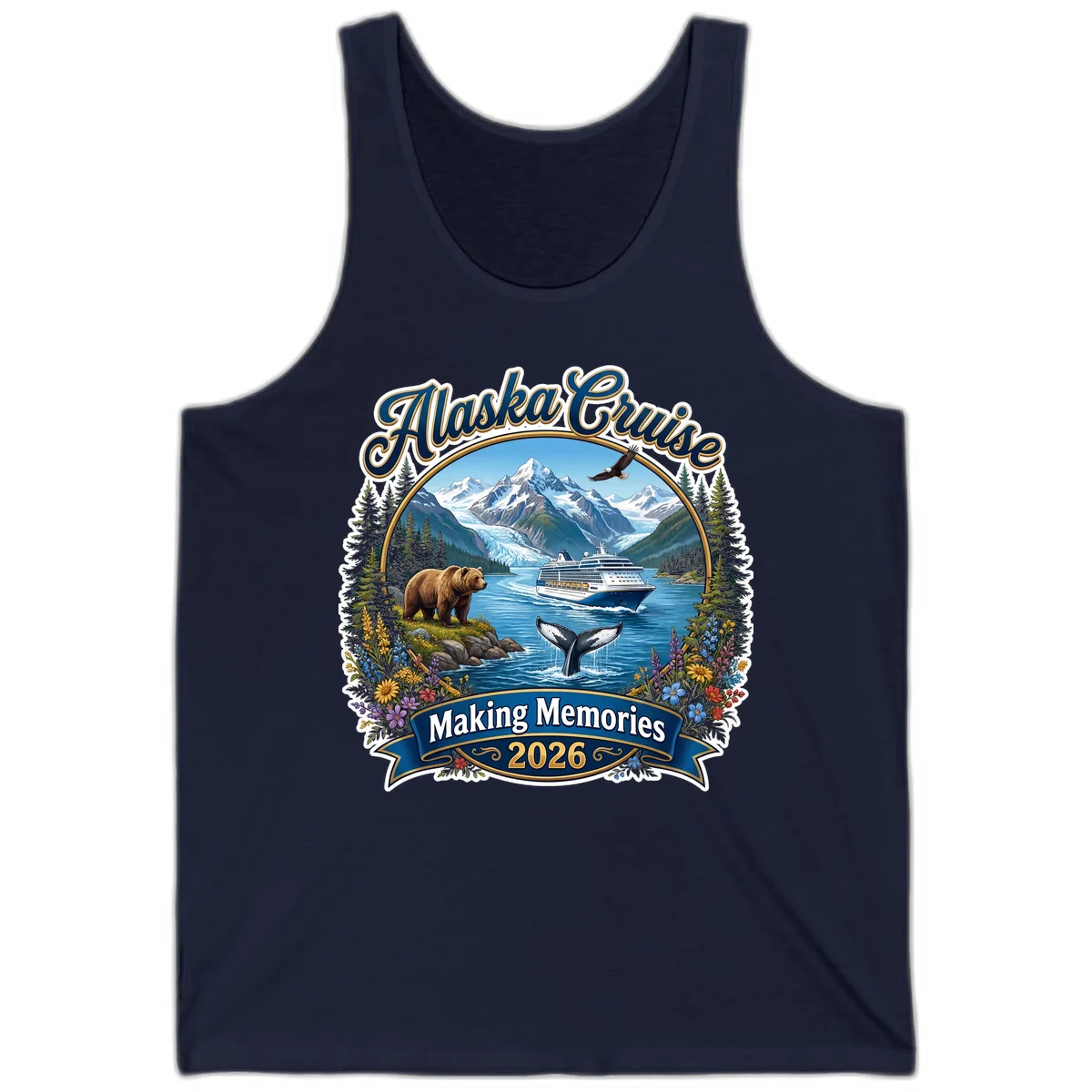 Alaska Cruise Making Memories 2026 Tank Top in Navy
