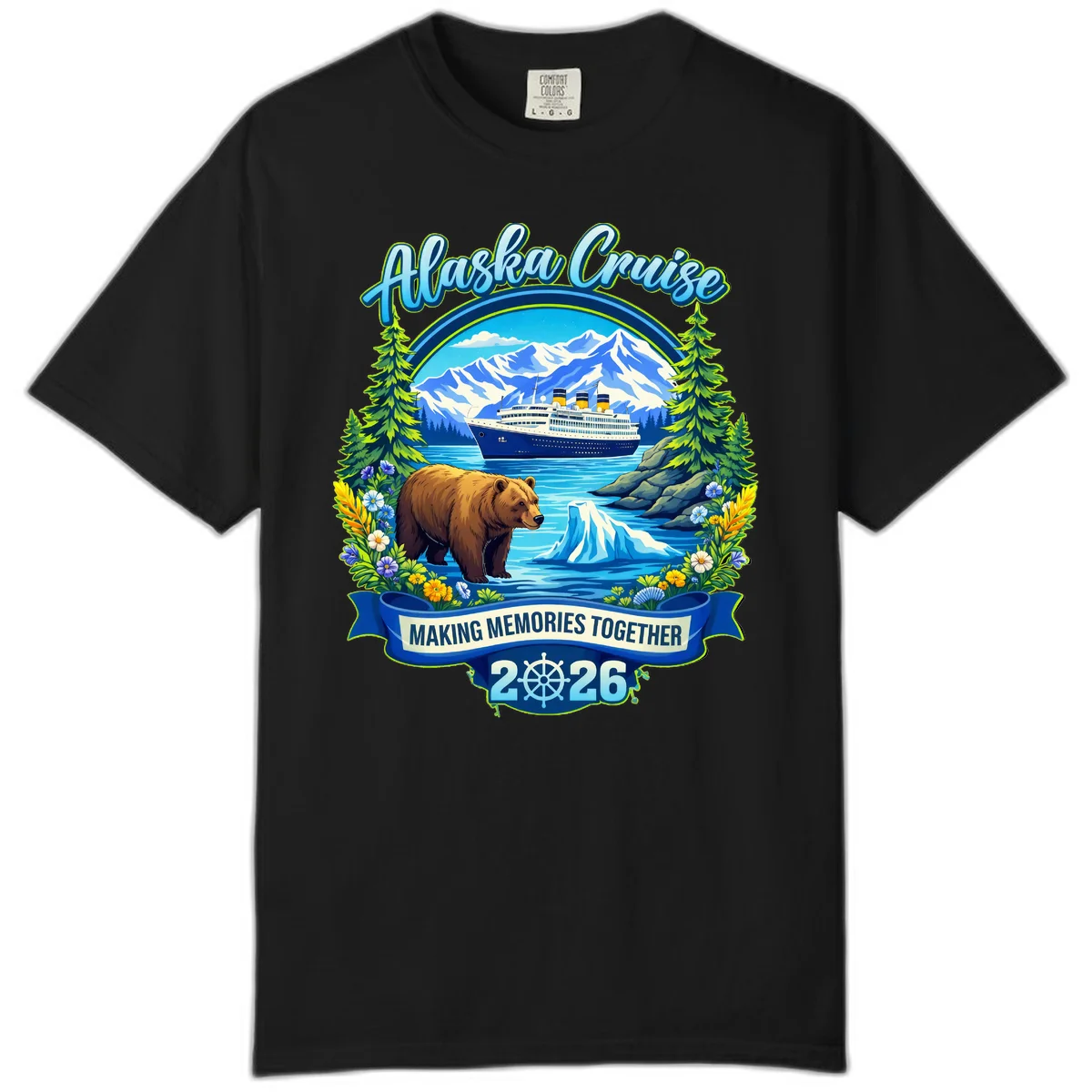 Alaska Cruise Making Memories Together 2026 Comfort Color T-Shirt in Black