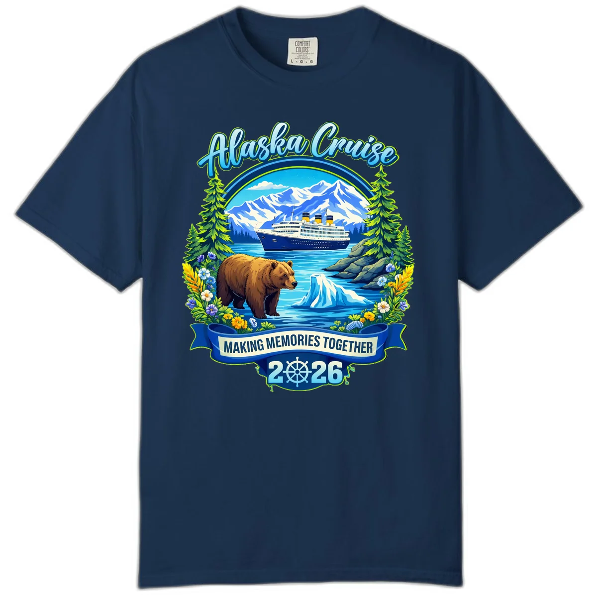 Alaska Cruise Making Memories Together 2026 Comfort Color T-Shirt in Navy