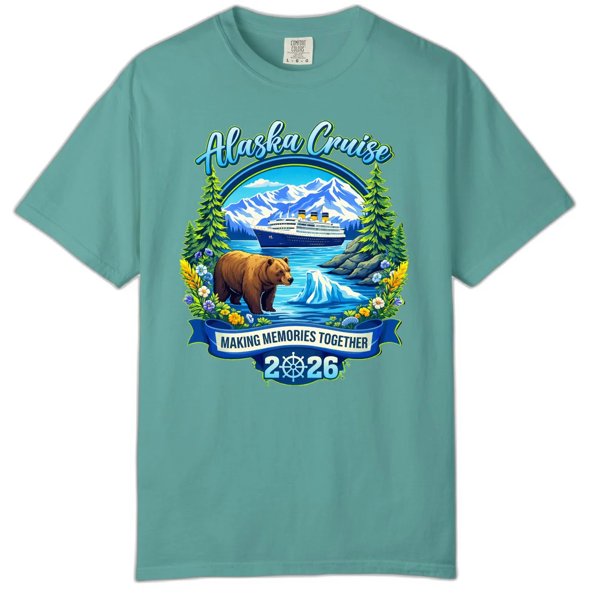 Alaska Cruise Making Memories Together 2026 Comfort Color T-Shirt in Seafoam