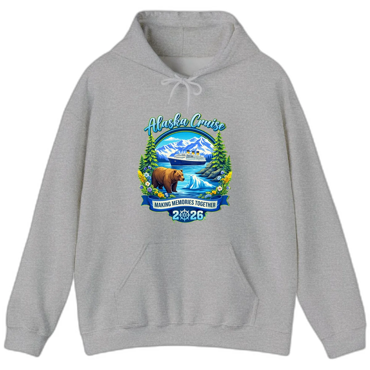 Alaska Cruise Making Memories Together 2026 Hoodie in Sport Grey