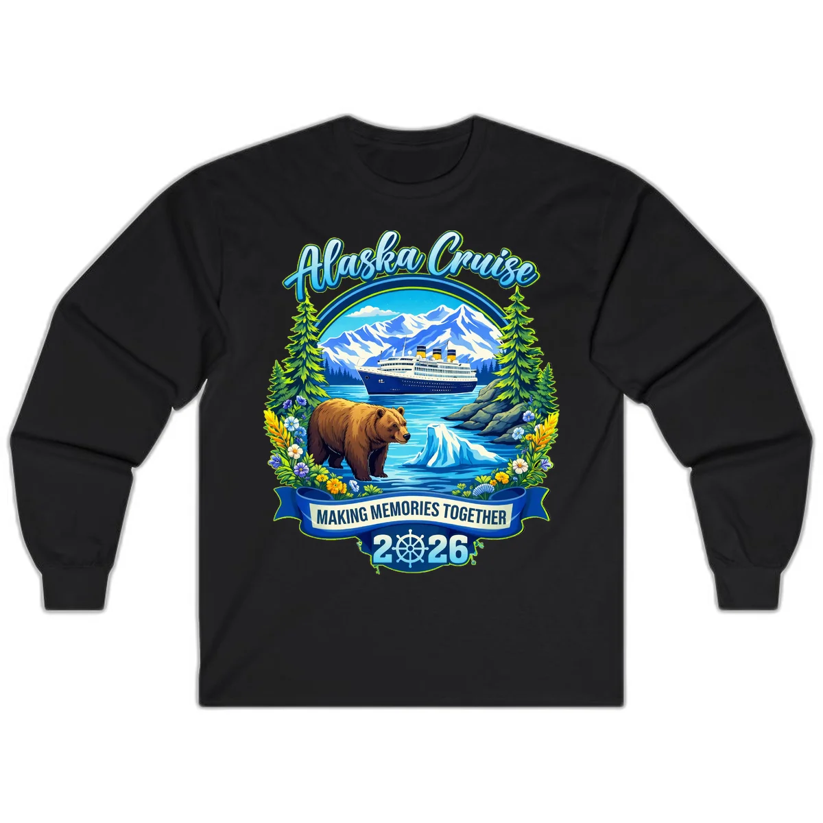Alaska Cruise Making Memories Together 2026 Long Sleeve T-Shirt in Black