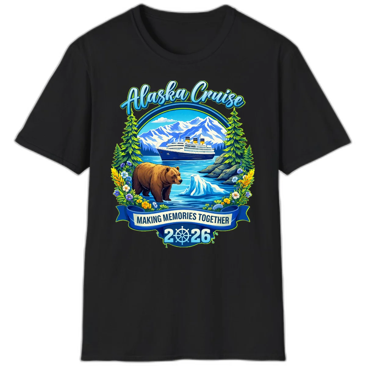 Alaska Cruise Making Memories Together 2026 T-Shirt in Black