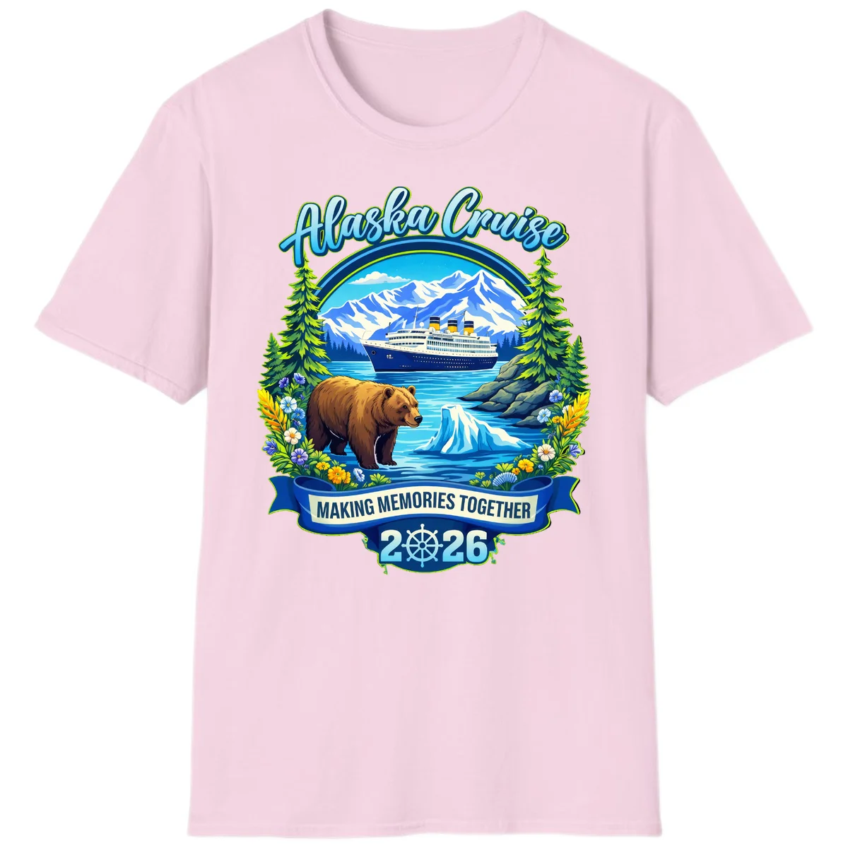 Alaska Cruise Making Memories Together 2026 T-Shirt in Light Pink