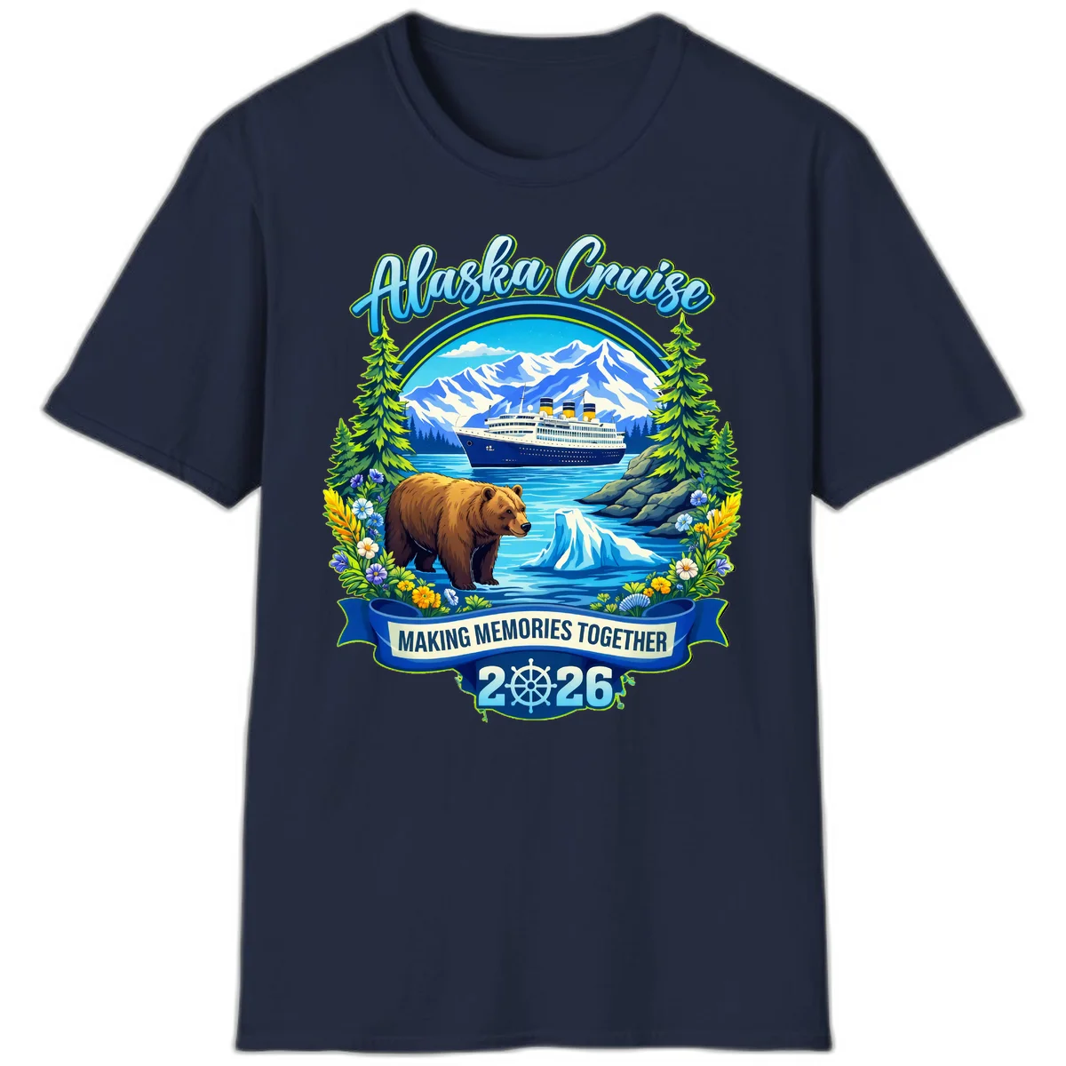 Alaska Cruise Making Memories Together 2026 T-Shirt in Navy