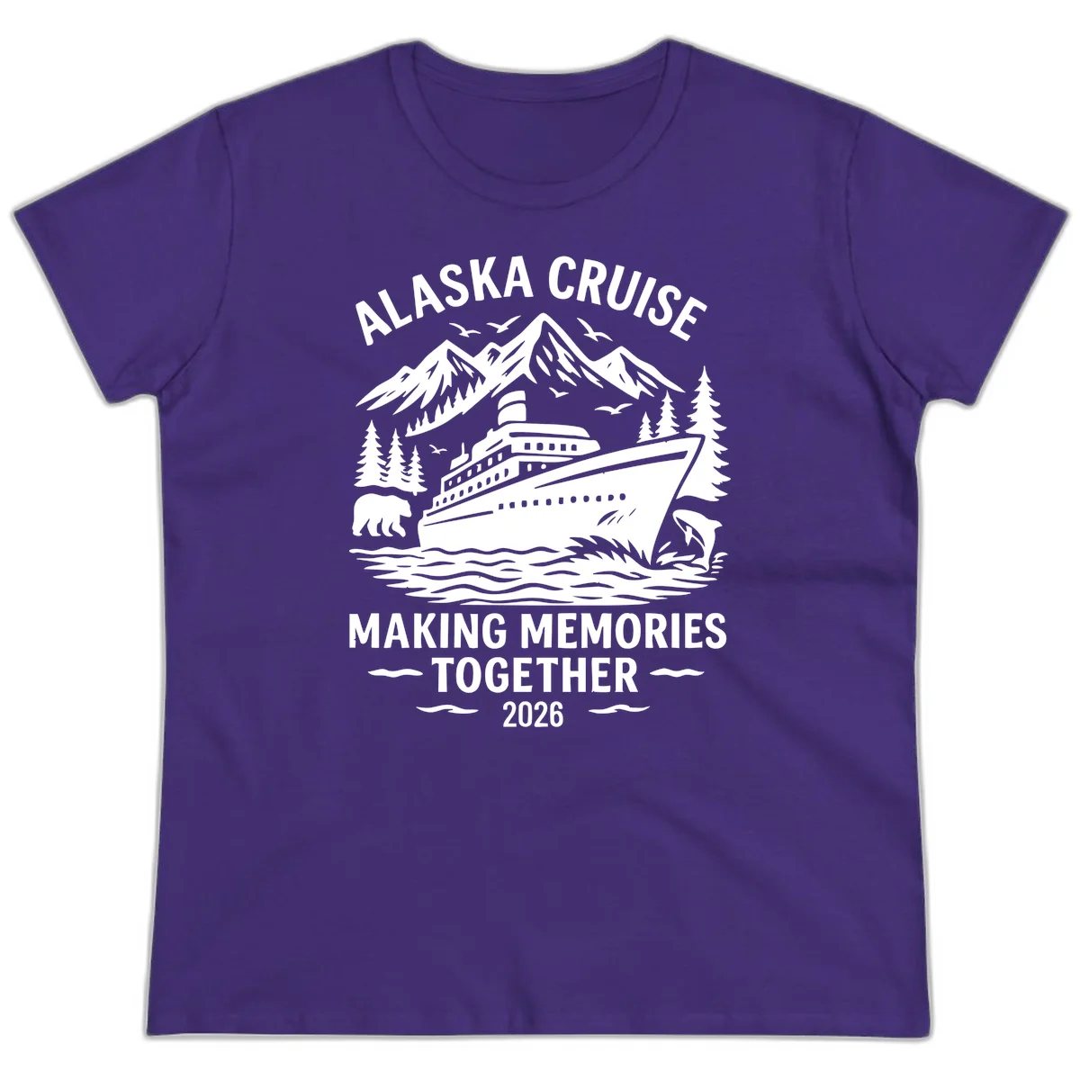 Alaska Cruise Making Memories Together 2026 Ladies Tee in Purple