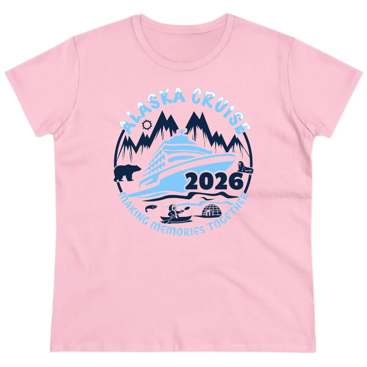 Alaska Cruise Making Memories Together Ladies Tee in Light Pink