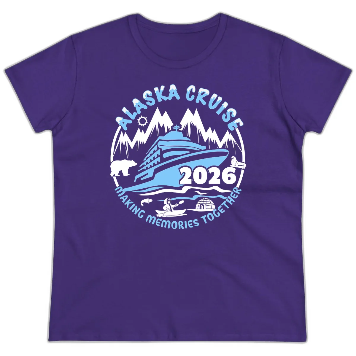 Alaska Cruise Making Memories Together Ladies Tee in Purple