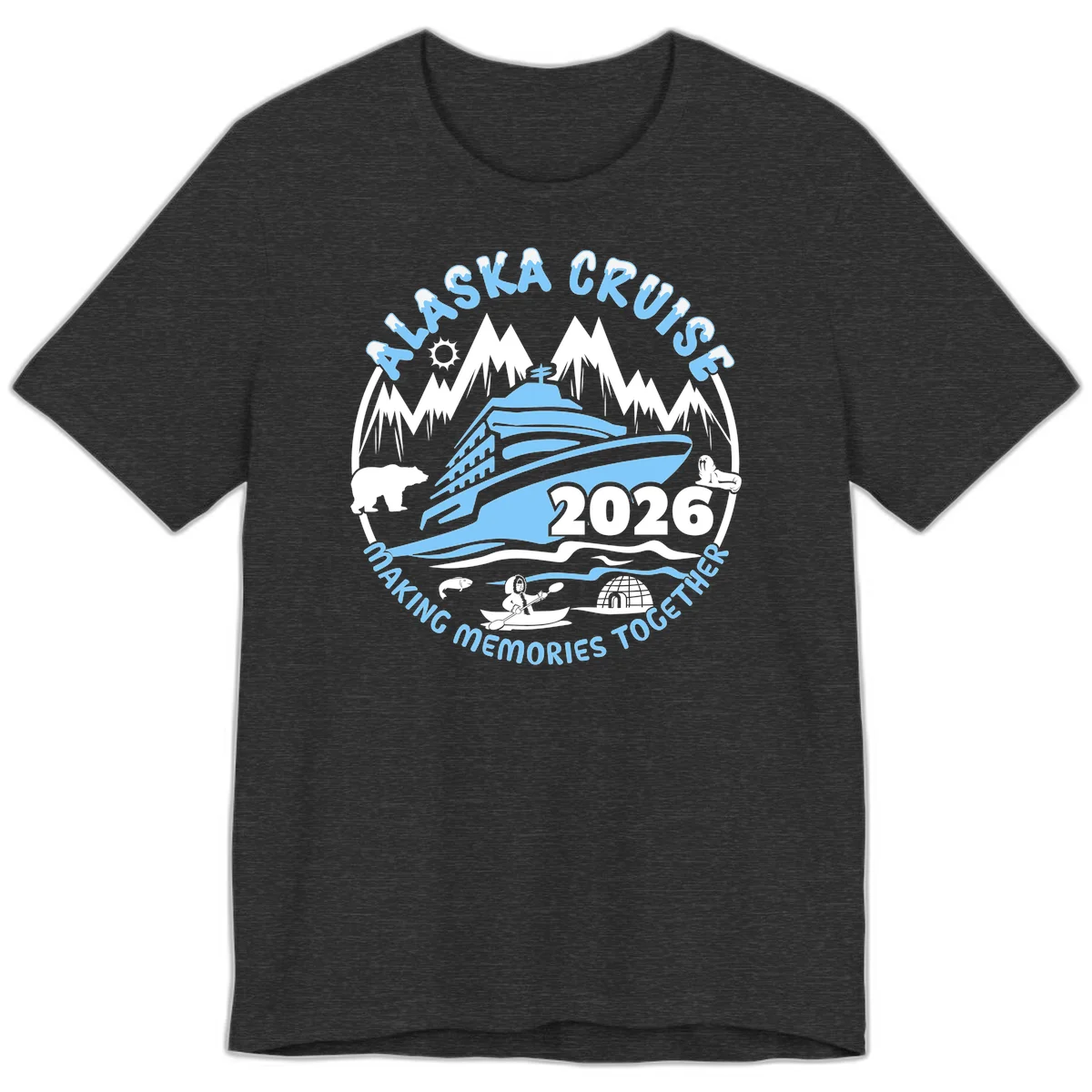 Alaska Cruise Making Memories Together Premium Tee in Dark Grey Heather