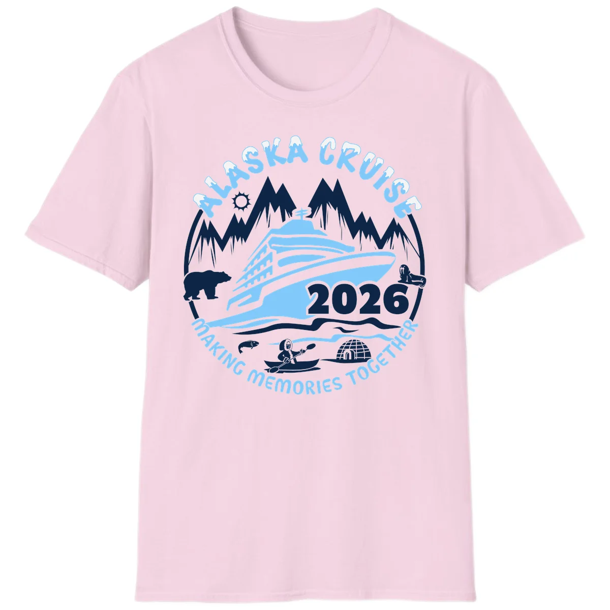 Alaska Cruise Making Memories Together T-Shirt in Light Pink