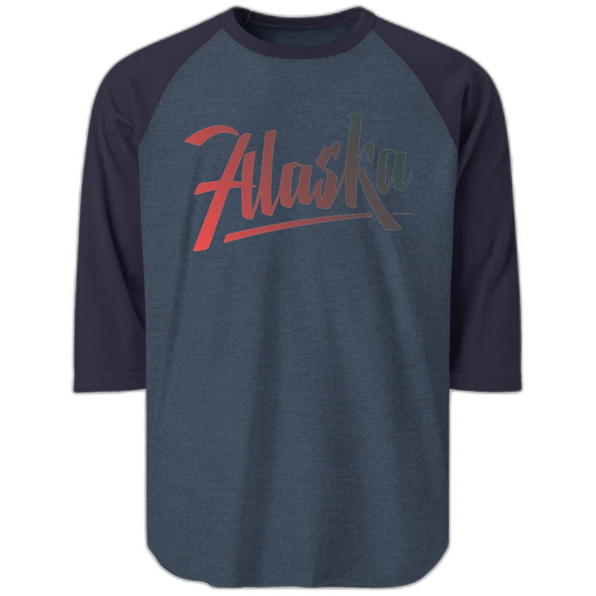 Alaska Cruise Upward Trend Raglan 3/4 in Heather Denim Navy