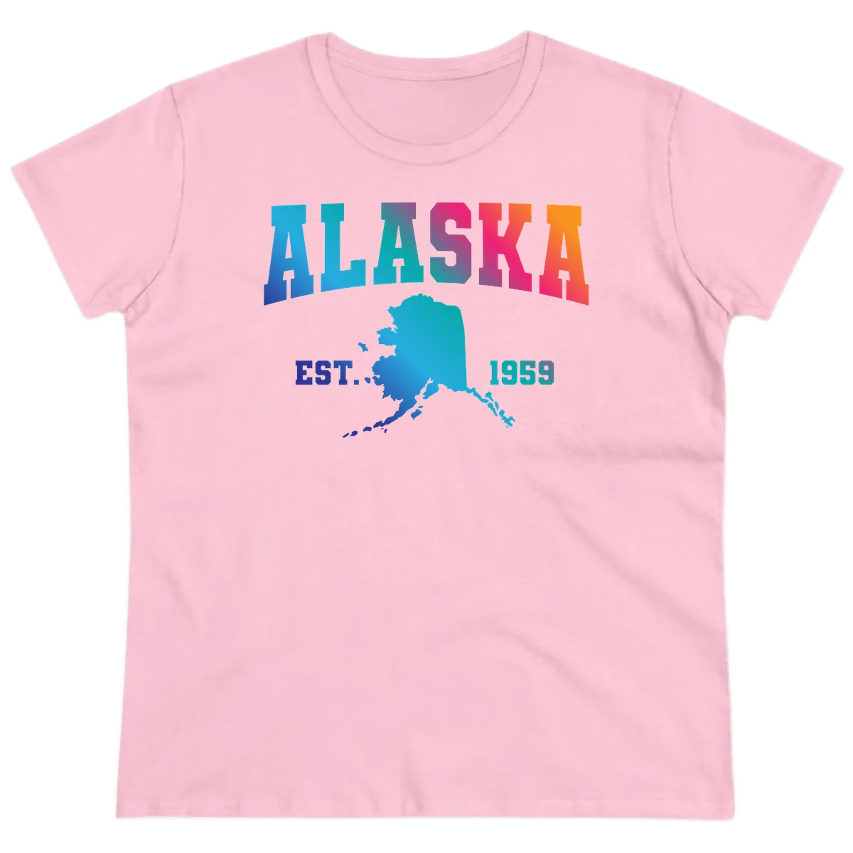 Alaska Est. 1959 State Pride Ladies Tee in Light Pink