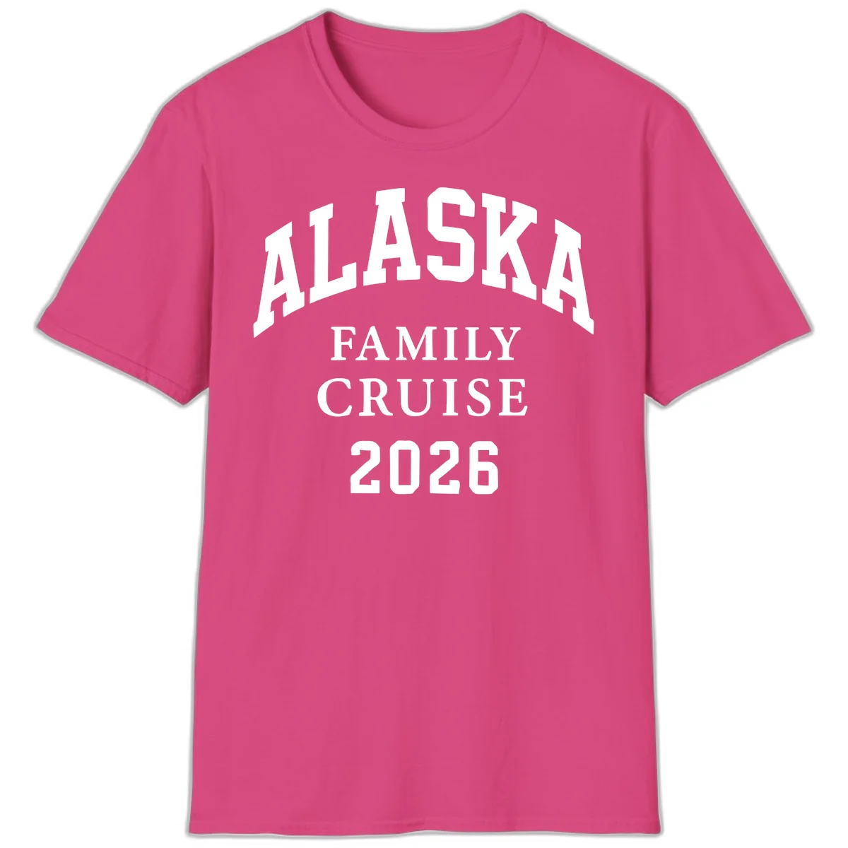 Alaska 2026 Family Cruise T-Shirt in Heliconia