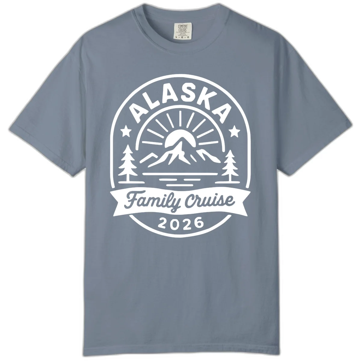 Alaska Family Cruise 2026 Badge Comfort Color in Blue Jean