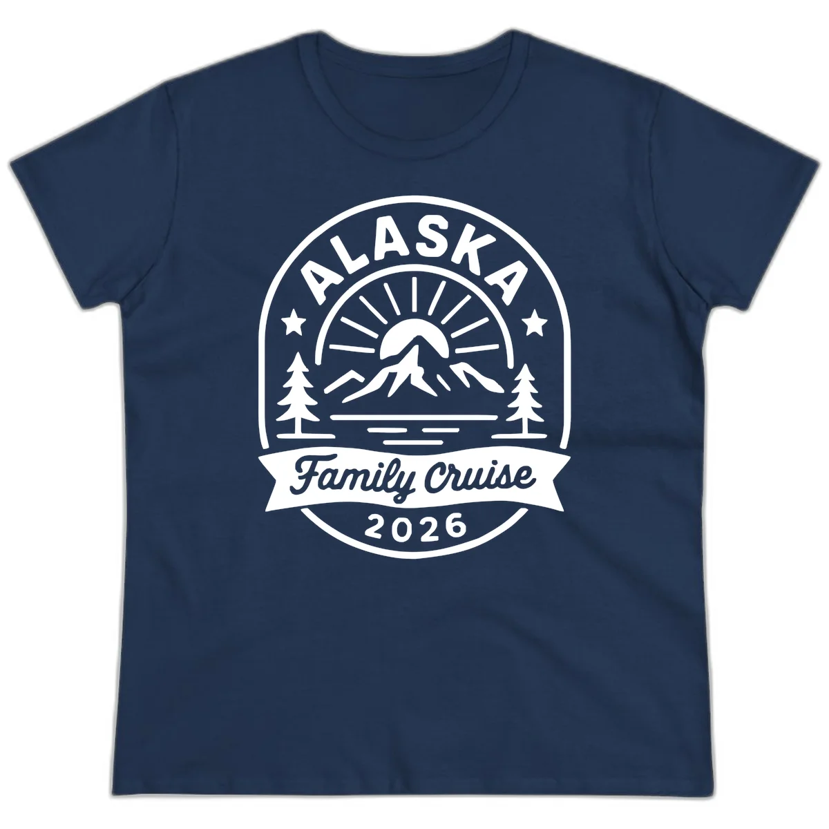 Alaska Family Cruise 2026 Badge Ladies Tee in Navy