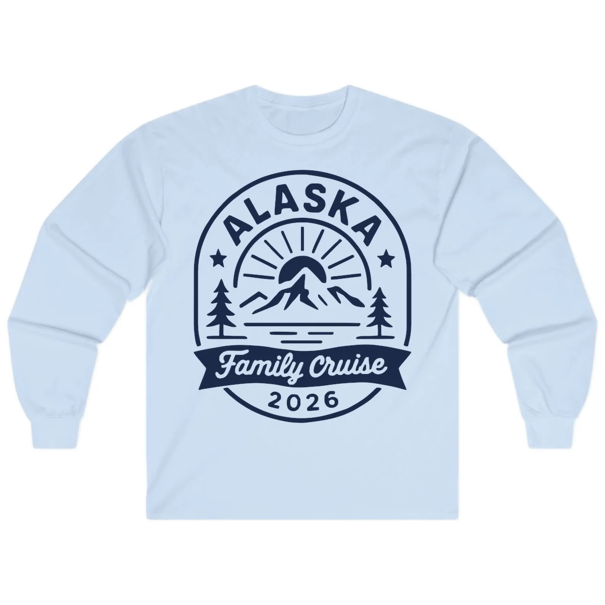 Alaska Family Cruise 2026 Badge Long Sleeve in Light Blue