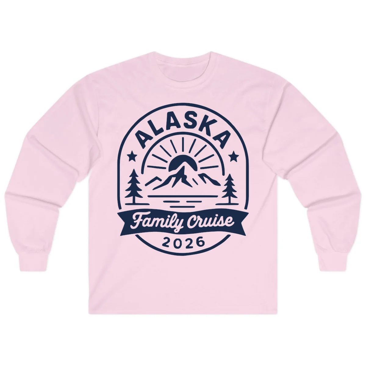 Alaska Family Cruise 2026 Badge Long Sleeve in Light Pink