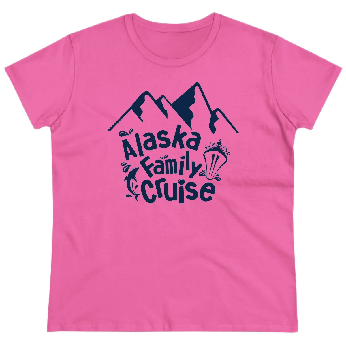 Alaska Family Cruise Mountain Adventure Ladies Tee in Azalea