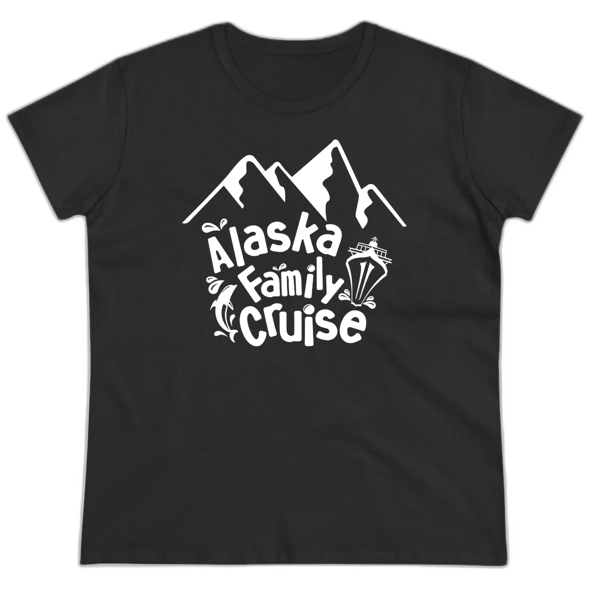 Alaska Family Cruise Mountain Adventure Ladies Tee in Black