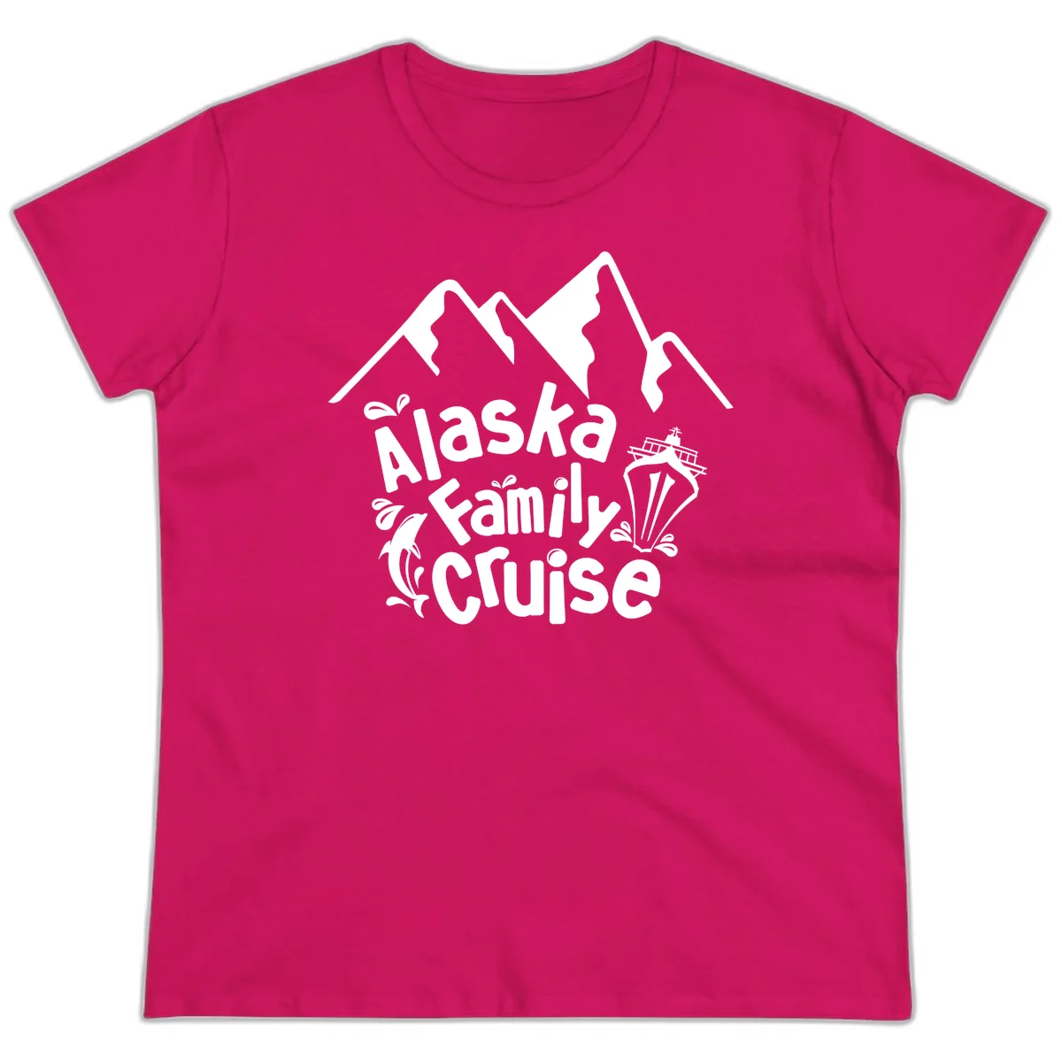 Alaska Family Cruise Mountain Adventure Ladies Tee in Heliconia