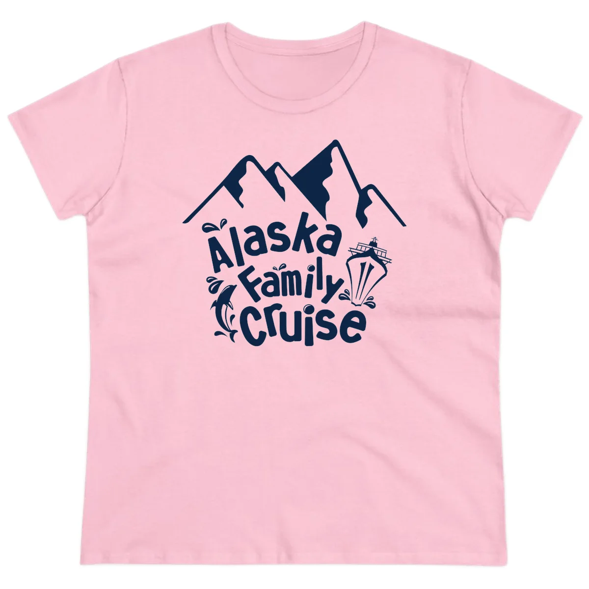 Alaska Family Cruise Mountain Adventure Ladies Tee in Light Pink